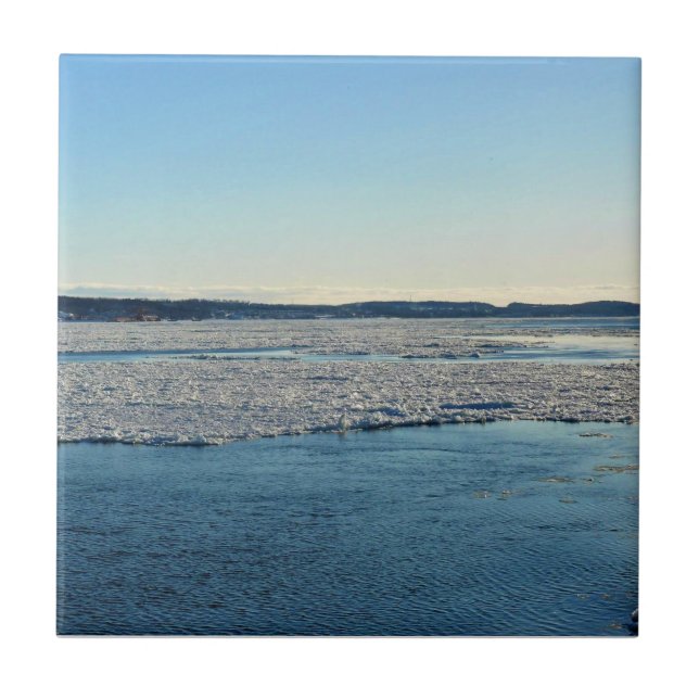 Azulejo De Cerâmica Santo Lawrence River em inverno, Quebec, Canadá (Frente)
