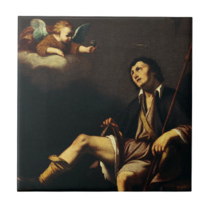 Azulejo De Cerâmica Santo Roch e o Anjo pela Cara François