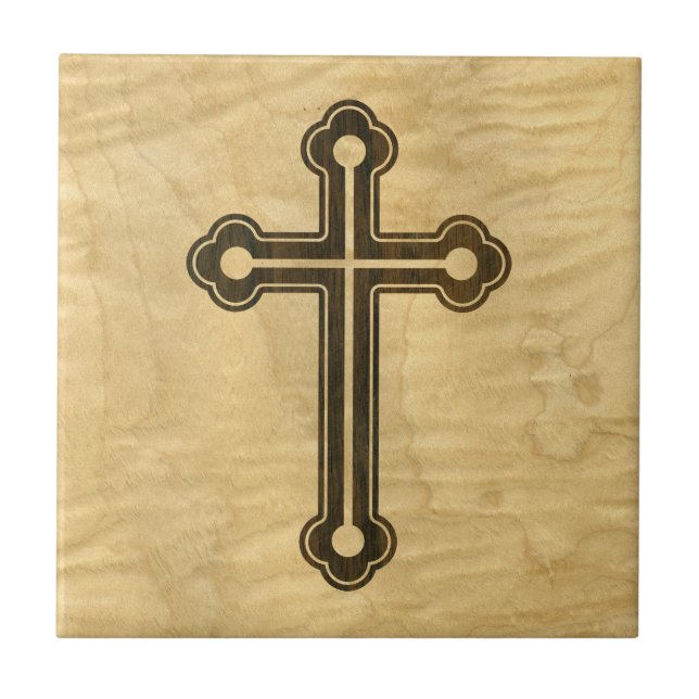 Azulejo De Cerâmica Santorini Christian Cross Woodle Maple Rosewood (Frente)
