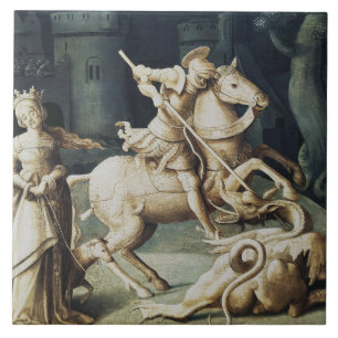 Azulejo De Cerâmica São Jorge e o Dragão Grande Mártir