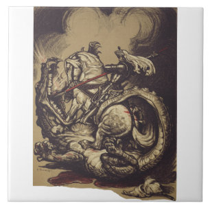 Azulejo De Cerâmica São Jorge e o Dragão Grande Mártir