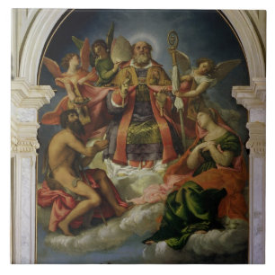 Azulejo De Cerâmica São Nicolau na glória com santos