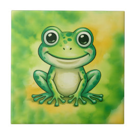 Azulejo De Cerâmica Sapo fofo verde