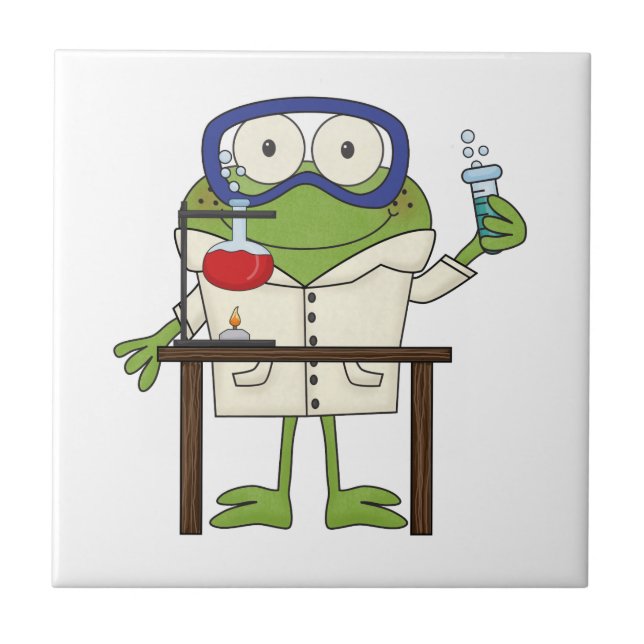Azulejo De Cerâmica Sapo no laboratório de ciência (Frente)
