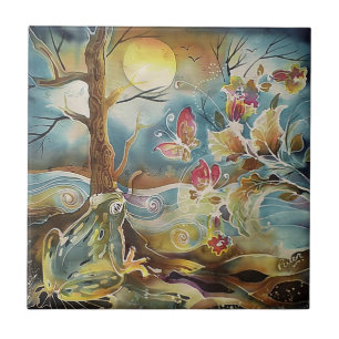 Azulejo De Cerâmica Sapo Pela Pintura Da Seda De Água