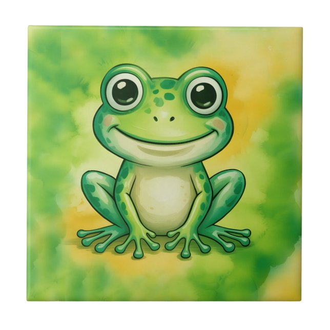 Azulejo De Cerâmica Sapo verde fofo (Frente)