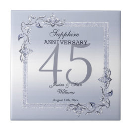 Azulejo De Cerâmica Sapphire Gem & Glitter 45º aniversário de casament