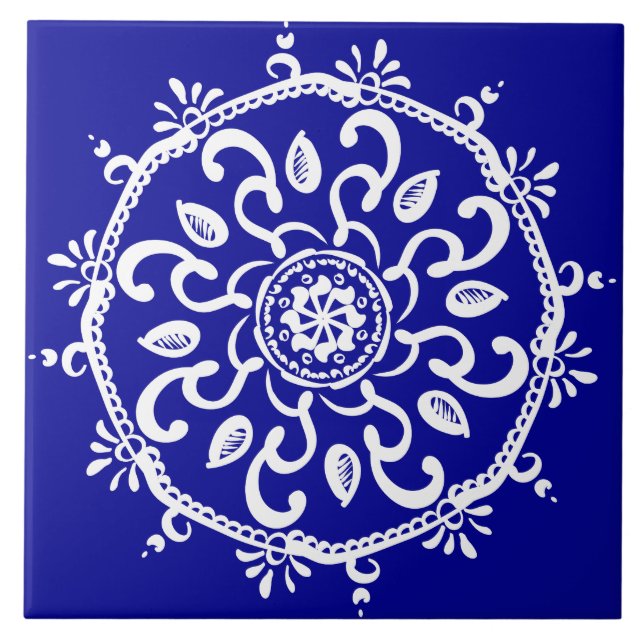 Azulejo De Cerâmica Sapphire Mandala (Frente)
