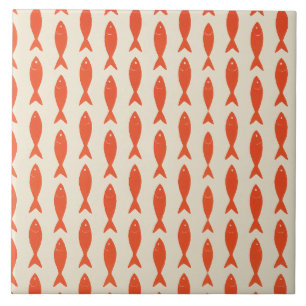 Azulejo De Cerâmica Sardinha Vermelha Peixe Verão
