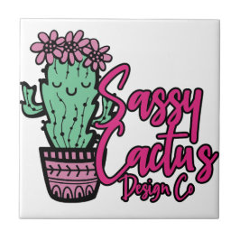 Azulejo De Cerâmica SASSY CACTUS DESIGN GO [logotipo 1]