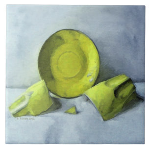 Azulejo De Cerâmica Saucer de Chartreuse e Taça Quebrada