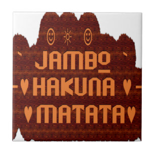 Azulejo De Cerâmica Saudação Africana: Jambo Hakuna Matata Wood Design