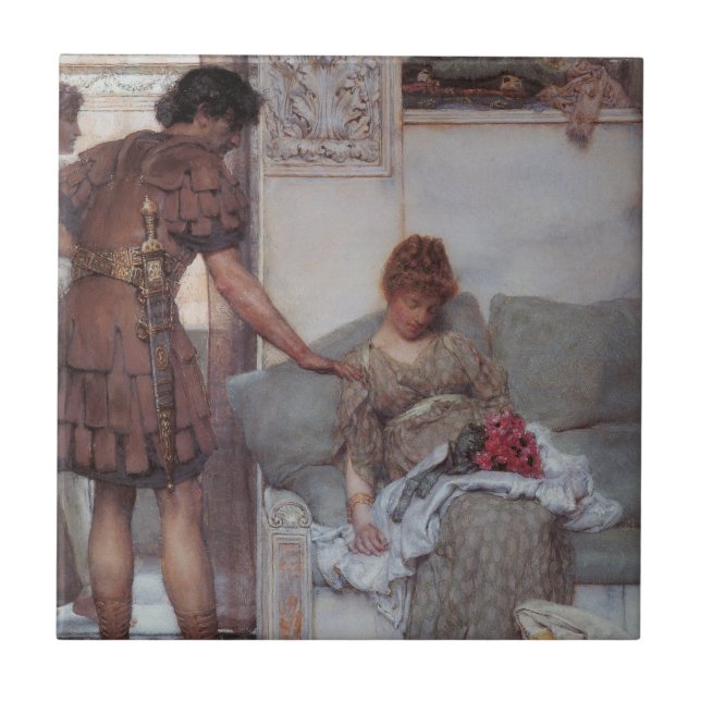 Azulejo De Cerâmica Saudação Silenciosa (por Lawrence Alma-Tadema) (Frente)