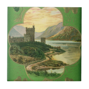 Azulejo De Cerâmica Saudações do Dia de São Patrício Vintage Castelo d