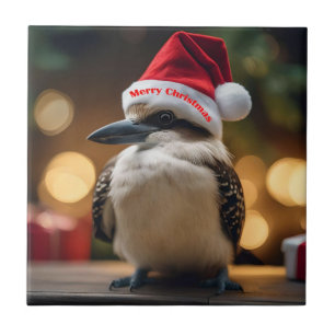Azulejo De Cerâmica "Saúde de Natal de Kookaburras"