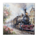 Azulejo De Cerâmica Scenic Landscape a Victorian Train<br><div class="desc">A lovely landscape with a Victorian train outside a train station</div>