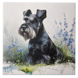 Azulejo De Cerâmica Schnauzer em Aquarela