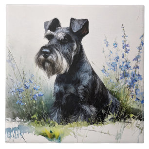 Azulejo De Cerâmica Schnauzer em Aquarela
