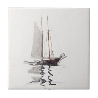 Azulejo De Cerâmica Schooner com duas pernas, com Dory, por Winslow Ho