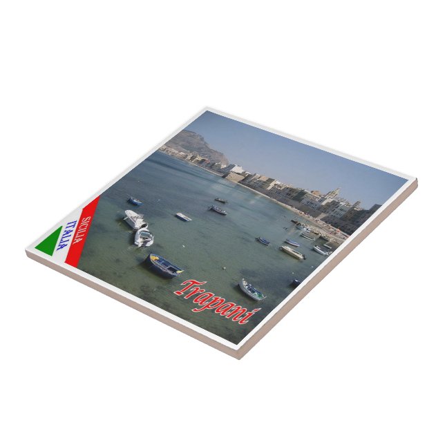 Azulejo De Cerâmica SCL056 TRAPANI, Panorama, Sicília Itália, (Lateral)