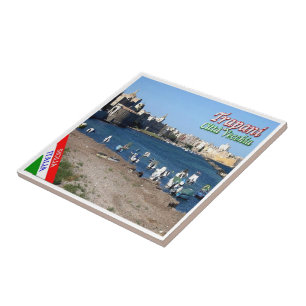 Azulejo De Cerâmica SCL057 TRAPANI, Cidade Antiga, Sicília,