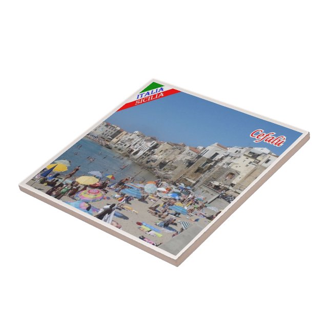 Azulejo De Cerâmica SCL083 CEFALU", Praia, Sicília, Itália, (Lateral)