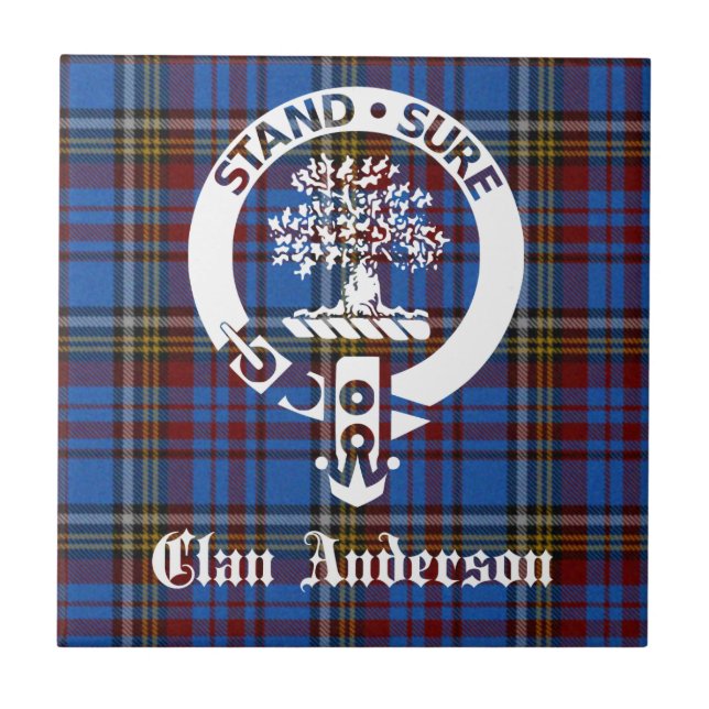 Azulejo De Cerâmica Scottish Clan Anderson Crest & Tartan (Frente)