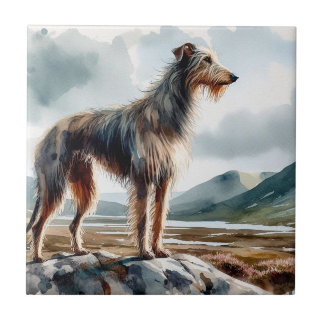Azulejo De Cerâmica Scottish Deerhound (Frente)