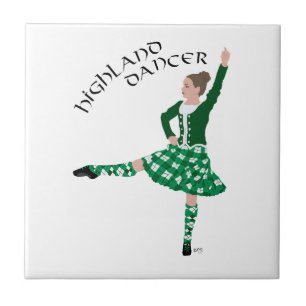 Azulejo De Cerâmica Scottish Highland Dancer - Green