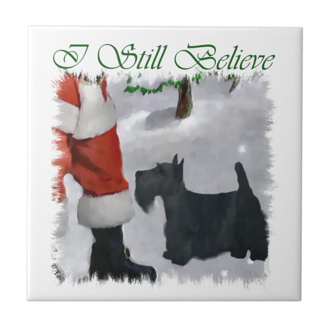 Azulejo De Cerâmica Scottish Terrier Christmas (Frente)