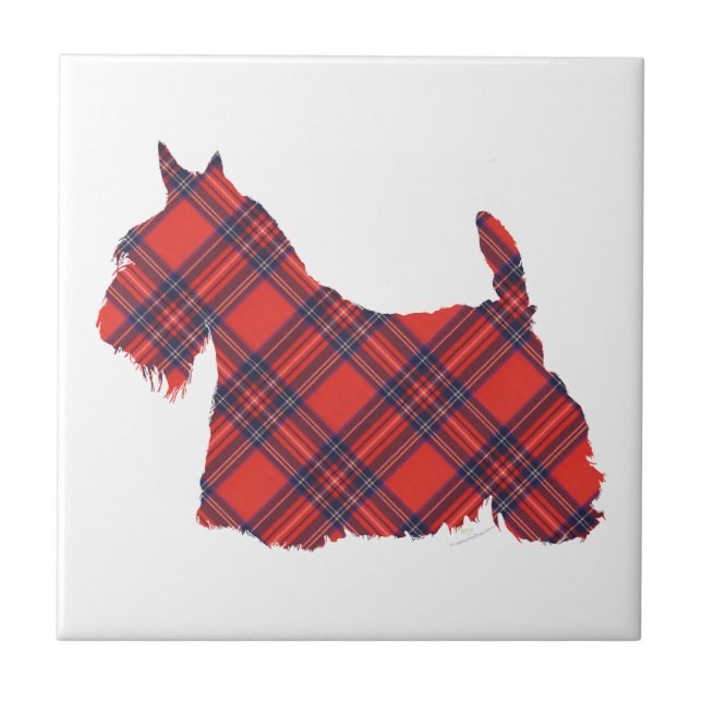 Azulejo De Cerâmica Scottish Terrier Stewart Tartan (Frente)