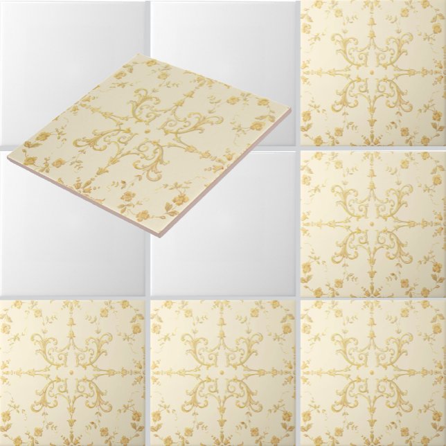 Azulejo De Cerâmica Scrolls of vine and flowers pattern (Criador carregado)