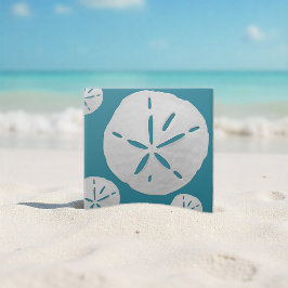 Azulejo De Cerâmica Sea Blue & White Tropical Beach Sand Dollar Accent
