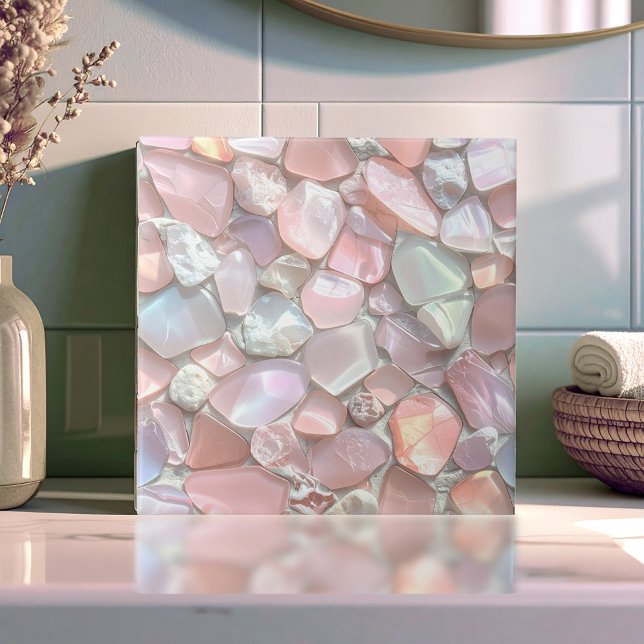 Azulejo De Cerâmica Sea Glass Mosaic Pink ID1183 (Criador carregado)