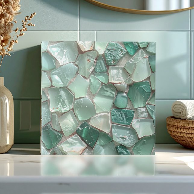 Azulejo De Cerâmica Sea Glass Mosaic Sea Foam Green ID1183 (Criador carregado)