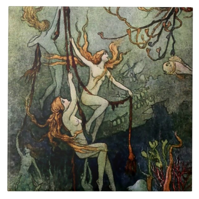 Azulejo De Cerâmica “Sea Nymphs” by Warwick Goble (Frente)