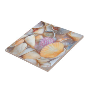 Azulejo De Cerâmica Sea Shells Ocean Beach Decoupage Art Design