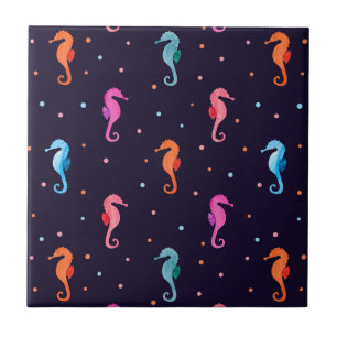 Azulejo De Cerâmica Seacavalos de Água com Padrão Azul Marinho