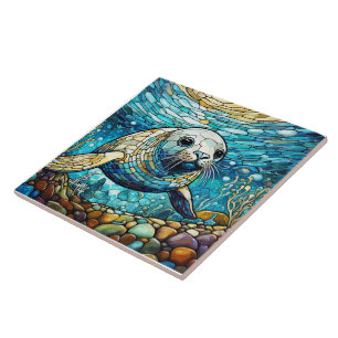 Azulejo De Cerâmica Seal de água Seal Arte de vidro contida