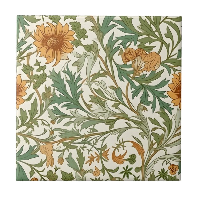 Azulejo De Cerâmica Seamless Arts and Crafts style repeating pattern (Frente)