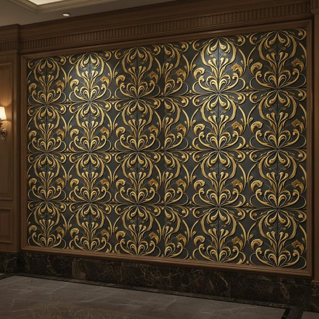 Azulejo De Cerâmica Seamless Elegant Golden Flow  Luxury Tile Design (Criador carregado)