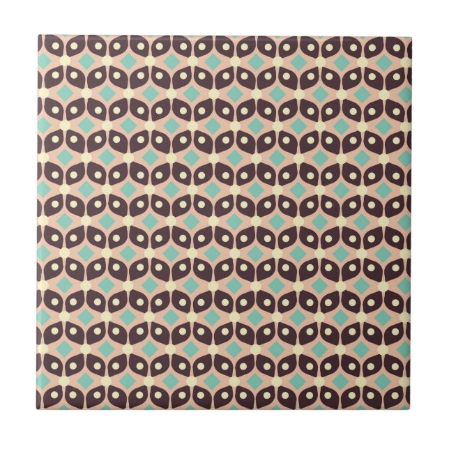 Azulejo De Cerâmica Seamless geometric pattern in dark brown leaf  (Frente)