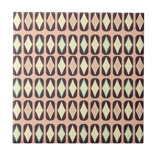 Azulejo De Cerâmica Seamless geometric pattern in dark brown leaf  (Frente)