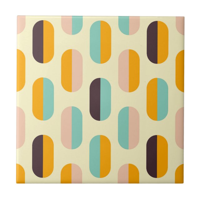 Azulejo De Cerâmica Seamless geometric pattern in retro vibes (Frente)