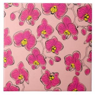 Azulejo De Cerâmica Seamless watercolor orchids phalaenopsis flowers b