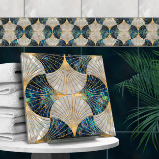 Azulejo De Cerâmica Seashell Art Deco - Abalone Shell e Pearl