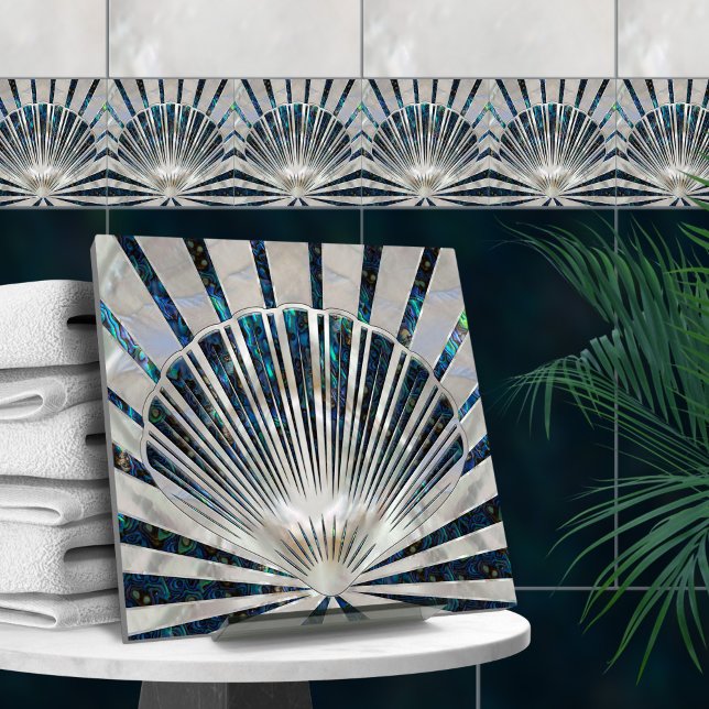 Azulejo De Cerâmica Seashell Art Deco - Abalone Shell e Pearl (Criador carregado)