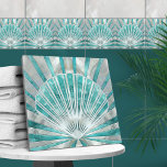 Azulejo De Cerâmica Seashell Art Deco - Aquamarine e Pérolas<br><div class="desc">Seashell Art Deco - Aquamarine e Pérolas</div>