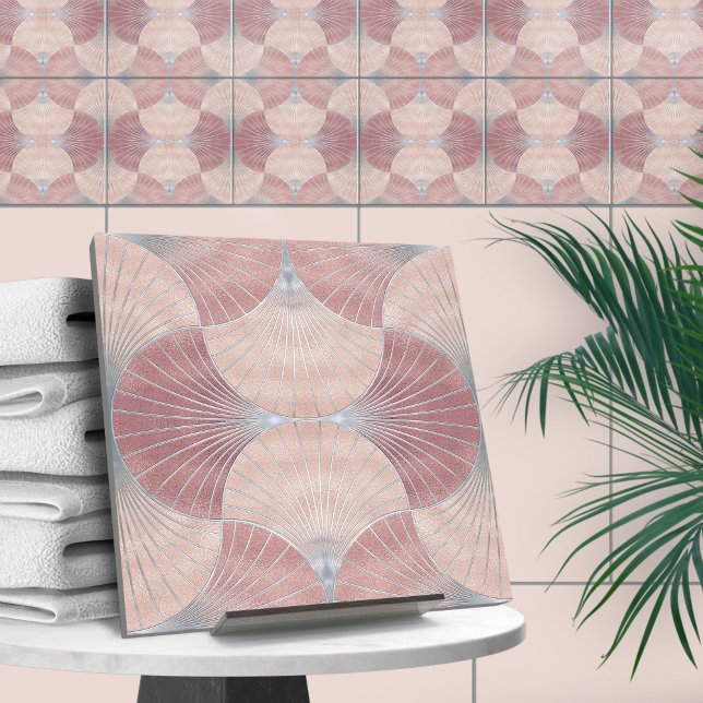 Azulejo De Cerâmica Seashell Art Deco - Misty Rosa e Pearl (Criador carregado)