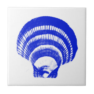 Azulejo De Cerâmica Seashell - azuis cobaltos e branco